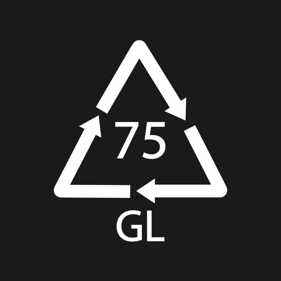 laag loodglas. glas recycling code 75 gl. zwarte vectorillustratie vector