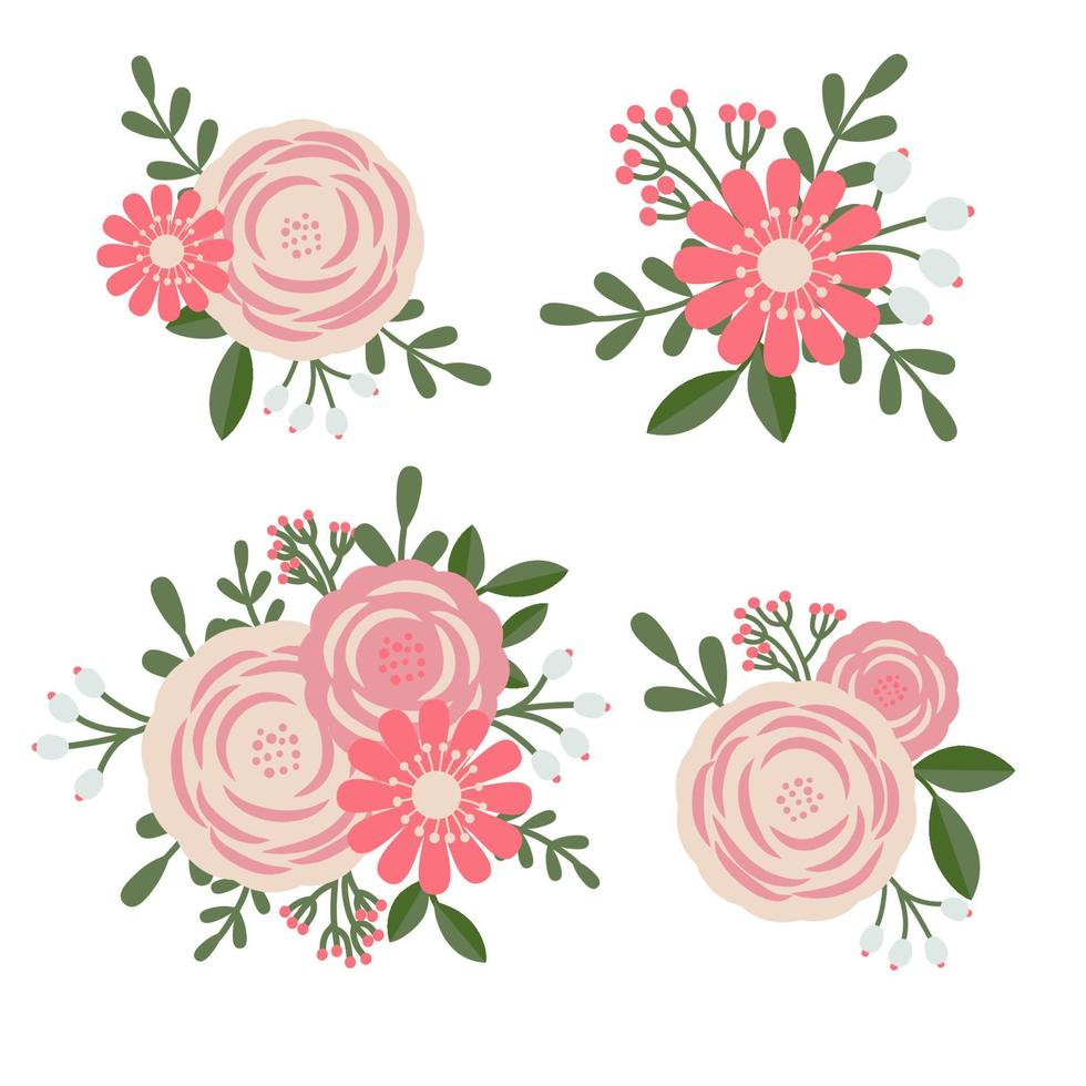 schattige vector bloemstuk set