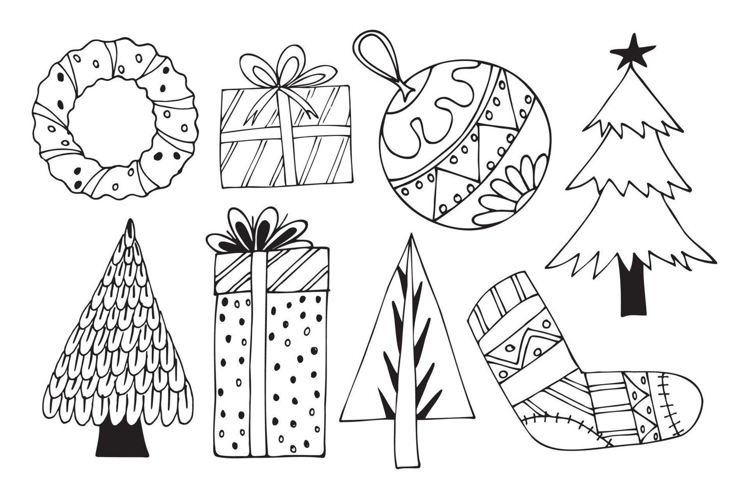 doodle schattige kerst vectorelementen collectie vector