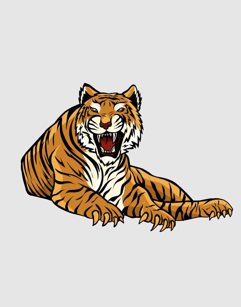 illustratie vector volwassen tijger hoofd boos gezicht