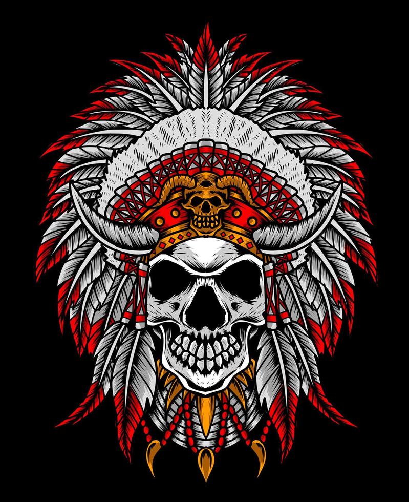 illustratie vector indische apache schedel hoofd