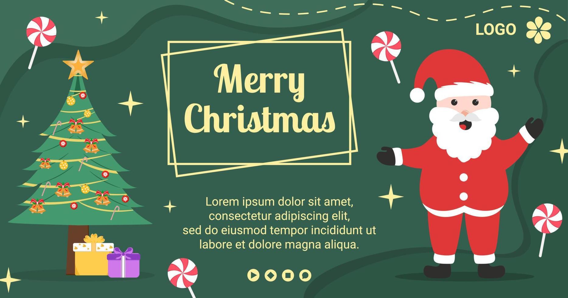 vrolijke kerstdag post sjabloon platte ontwerp illustratie bewerkbaar van vierkante achtergrond geschikt voor sociale media, kaart, groeten en web internet advertenties vector