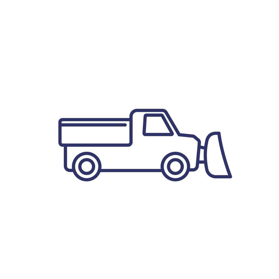 sneeuwploeg vrachtwagen pictogram op wit, zeer fijne tekeningen vector
