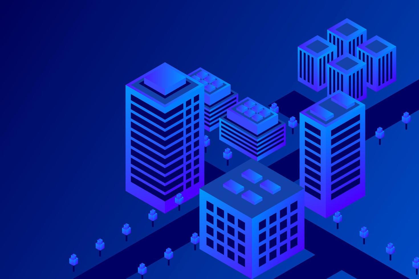 isometrische toekomstige stad. concept voor onroerend goed en bouwsector vector