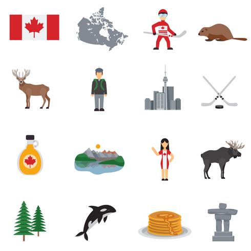 Canada plat pictogrammen instellen vector