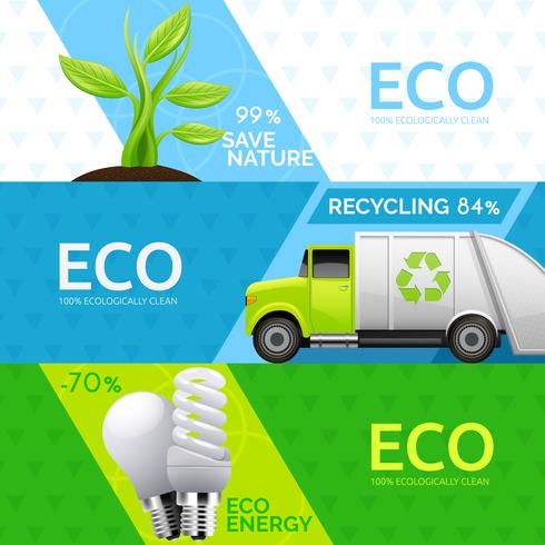 Ecologie Nature Recycling Flat Banners Set vector