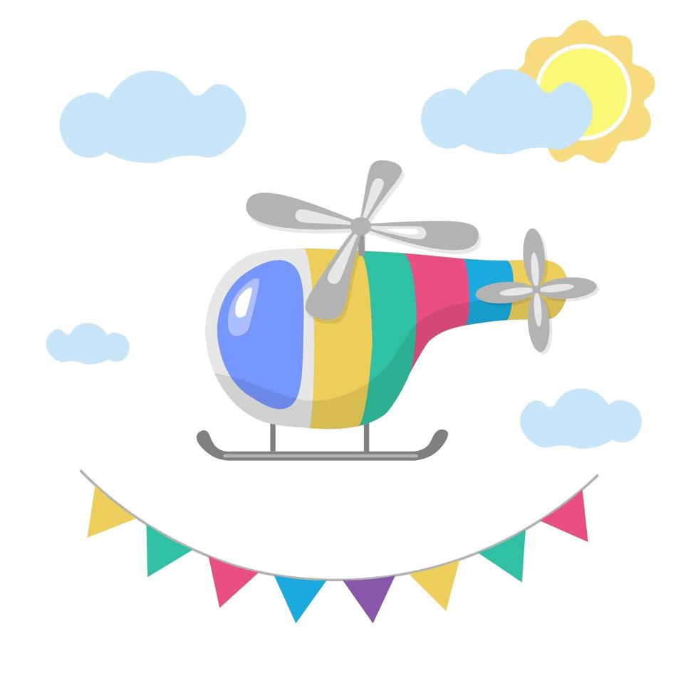 helikopter voor kinderen. illustratie voor afdrukken, achtergronden, wallpapers, covers, verpakkingen, wenskaarten, posters, stickers, textiel en seizoensontwerp. geïsoleerd op een witte achtergrond. vector