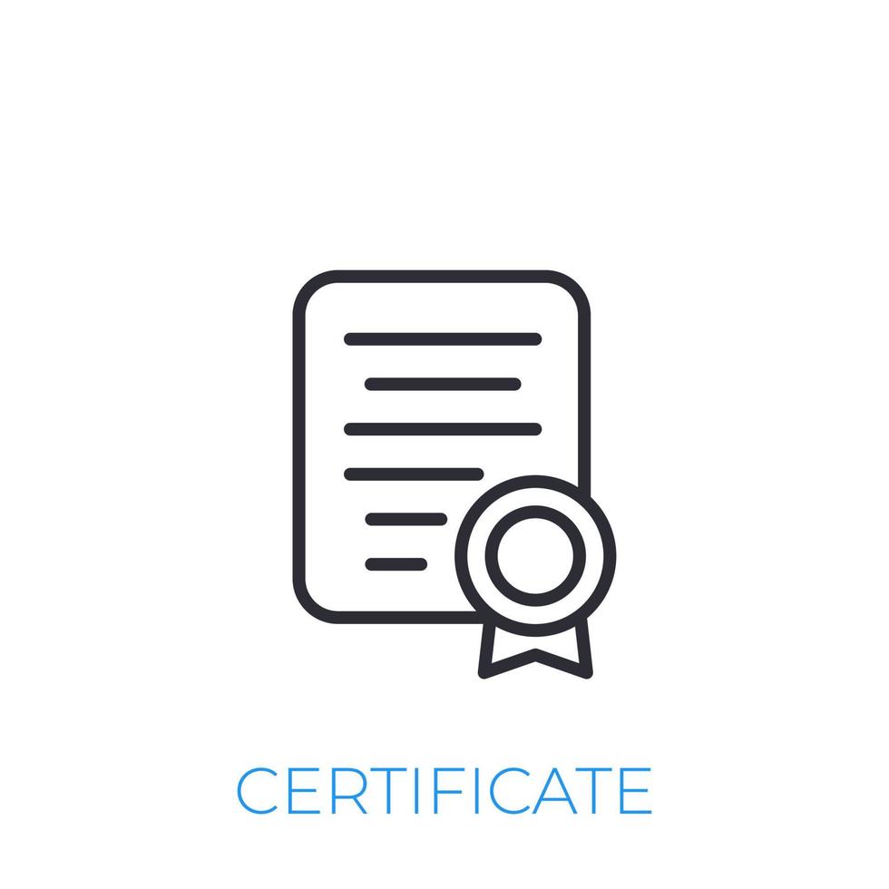 certificaatpictogram, lijnstijl vector