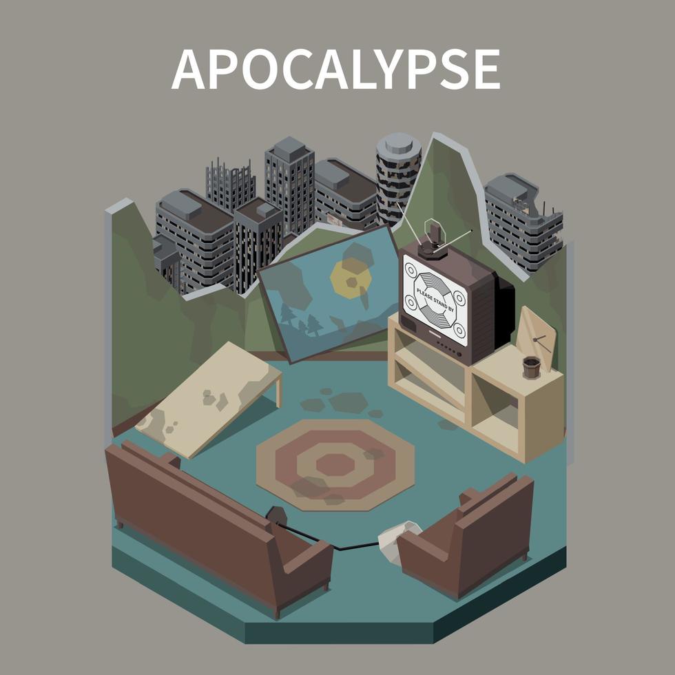 apocalyps isometrisch ontwerpconcept vector