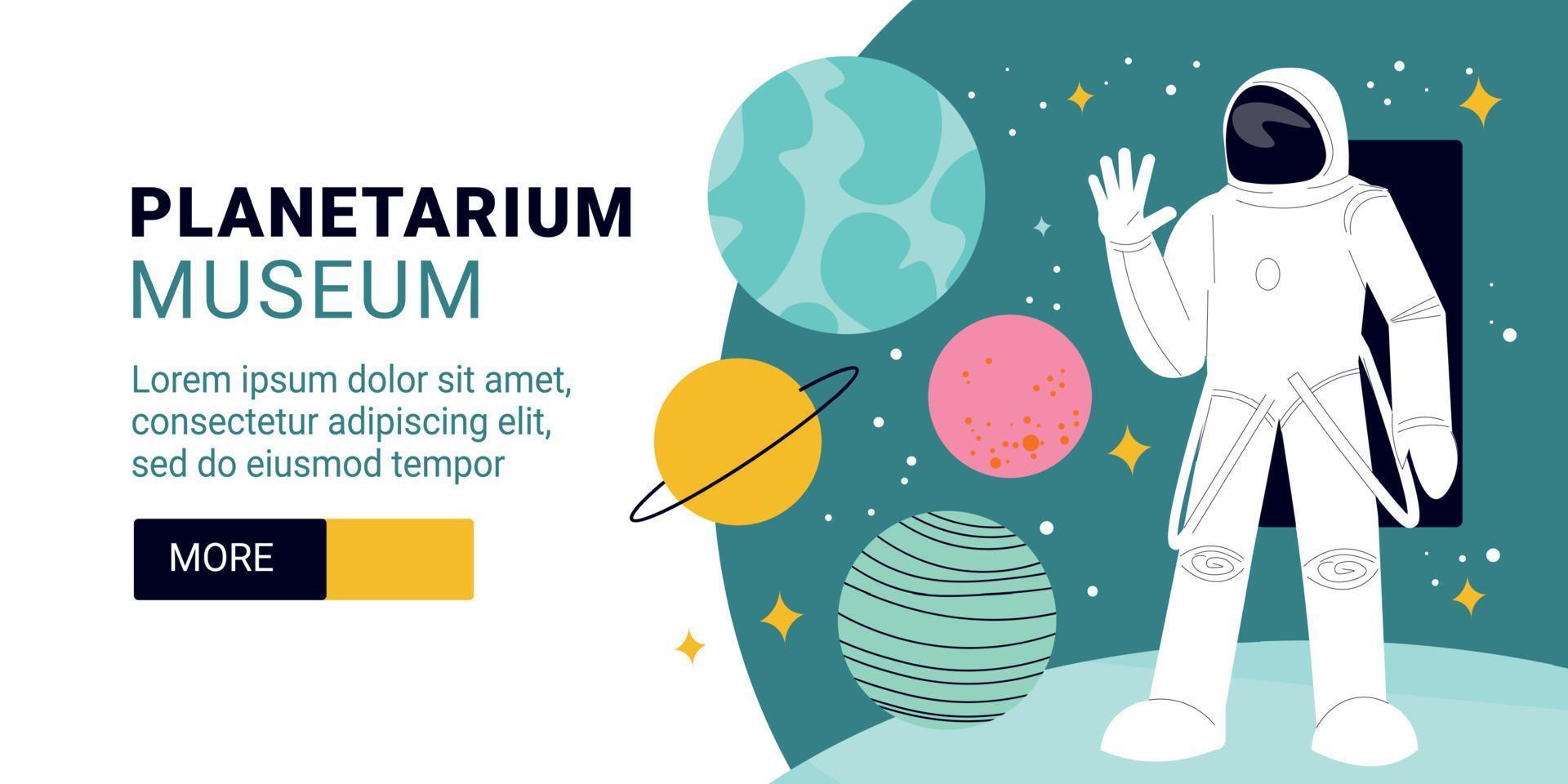 planetarium museum horizontale banner vector