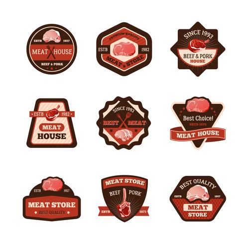 Vlees emblemen Set vector