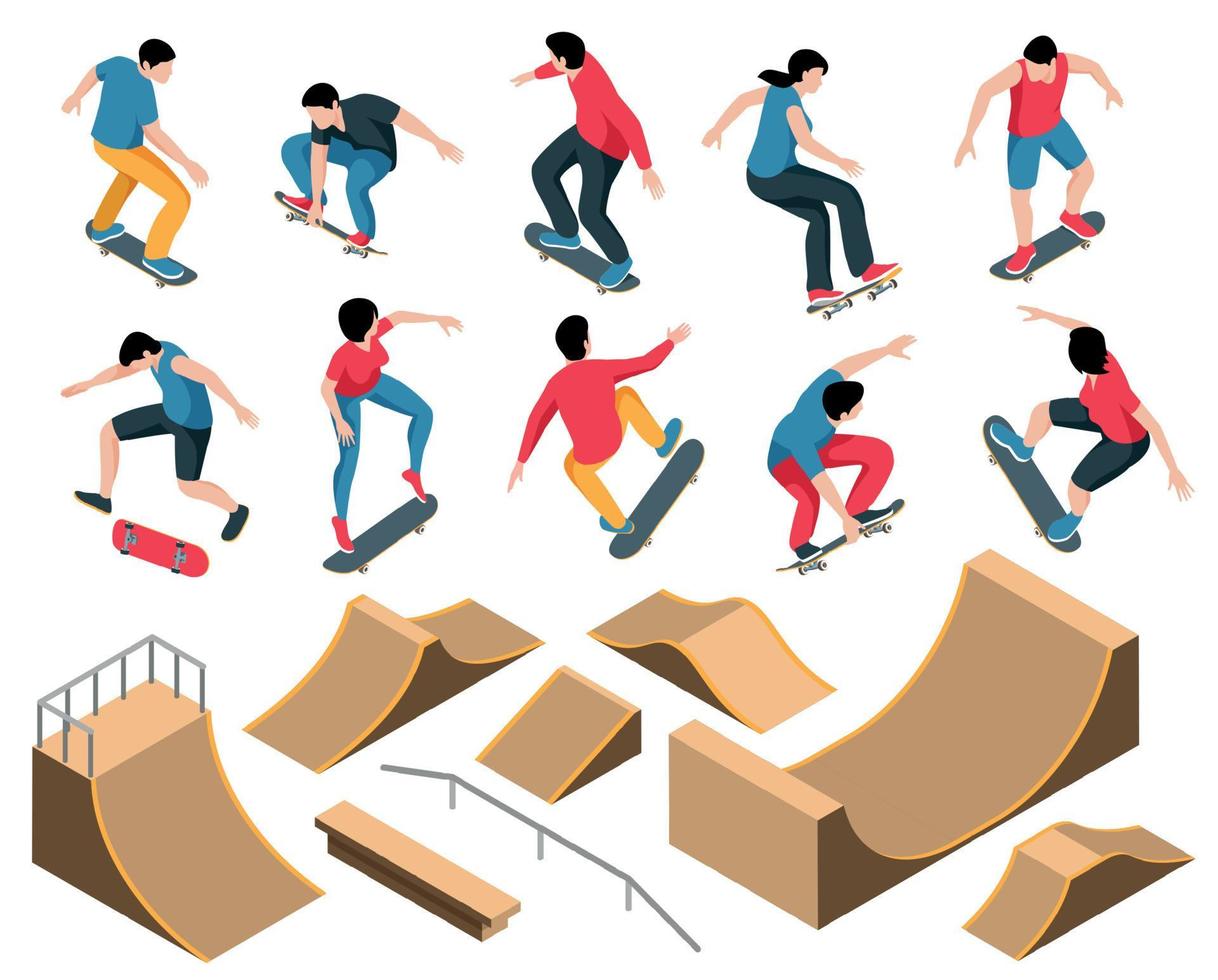 skatepark constructies set vector