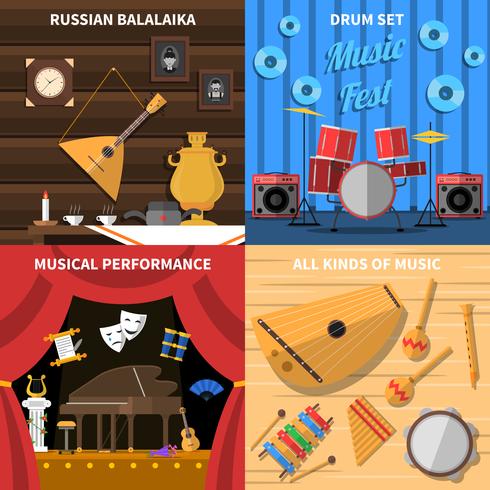 Muziekinstrumenten Concept Icons Set vector