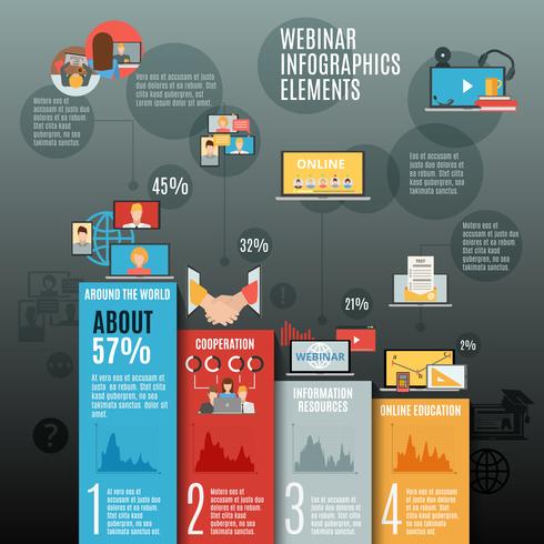 Webinar Infographic vlakke lay-out vector