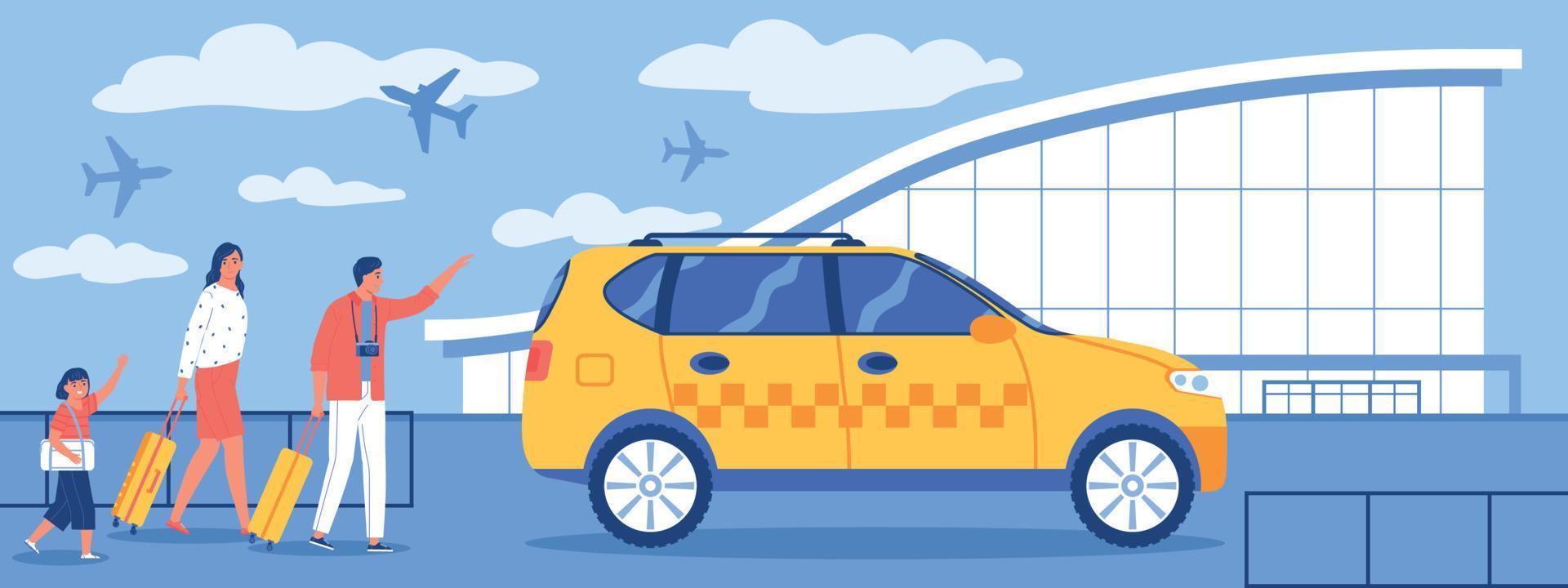 taxi vakantie luchthaven flat vector