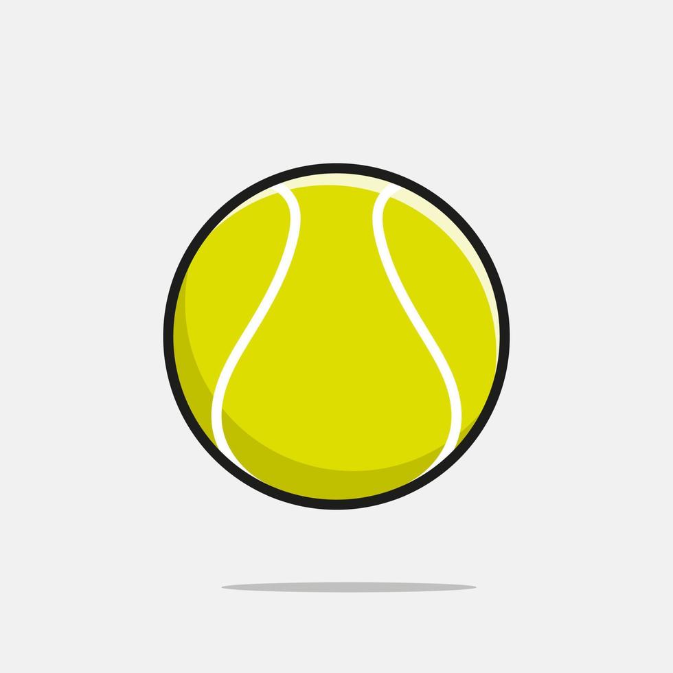 tennisbal pictogram. platte vectorillustratie met schaduw en hoogtepunt in zwart op witte achtergrond vector