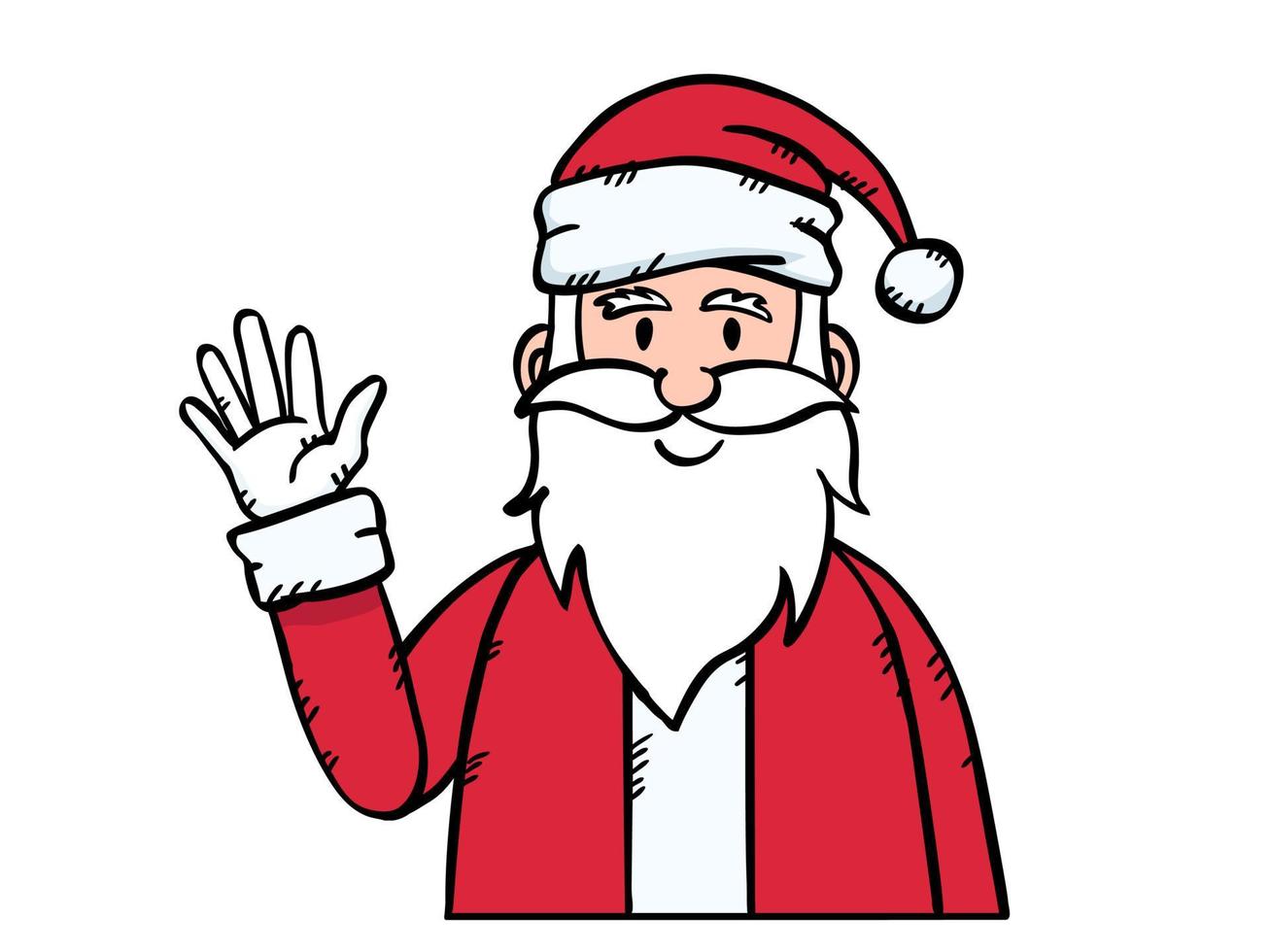 cartoon stijl vectorillustratie van zwaaiende santa claus avatar. doodle van de kerstman is geïsoleerd op transparante achtergrond. vector