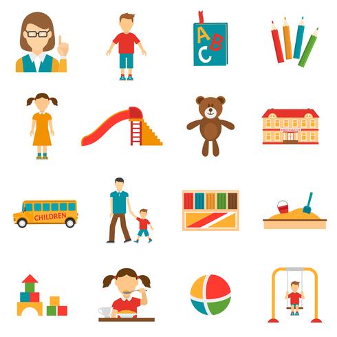 Kleuterschool Icons Set vector