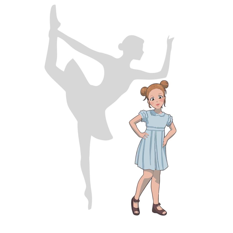 schattig meisje droomt van balletdansen 2 vector