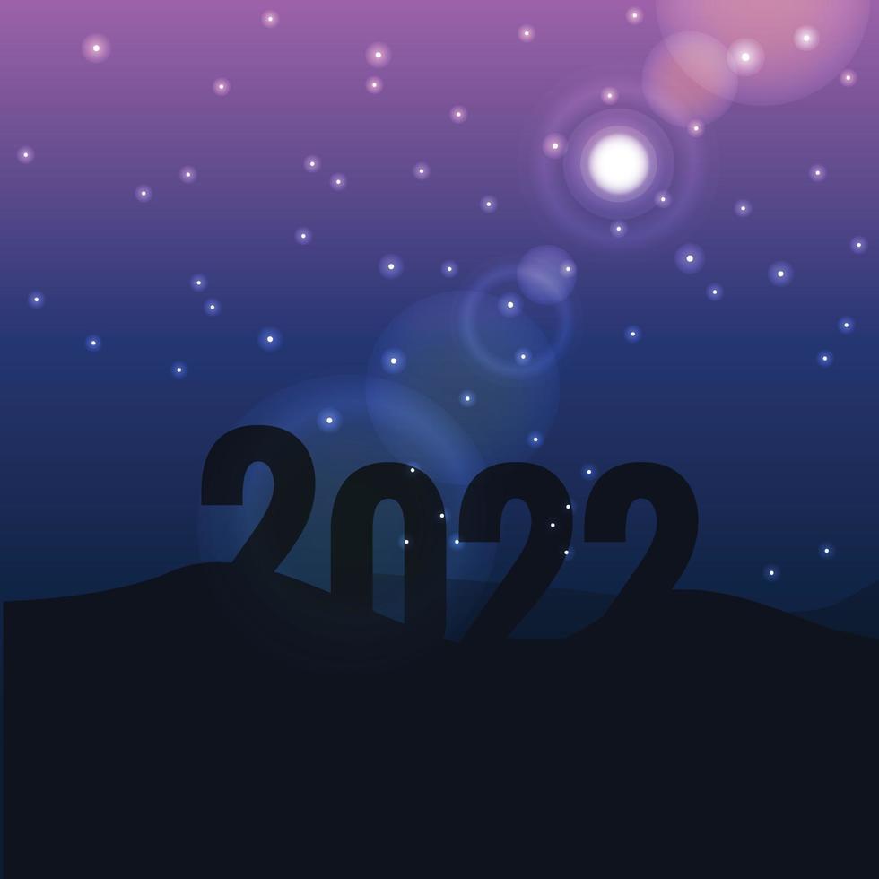 silhouet gelukkig nieuwjaar 2022 achtergrond op de melkweg vector