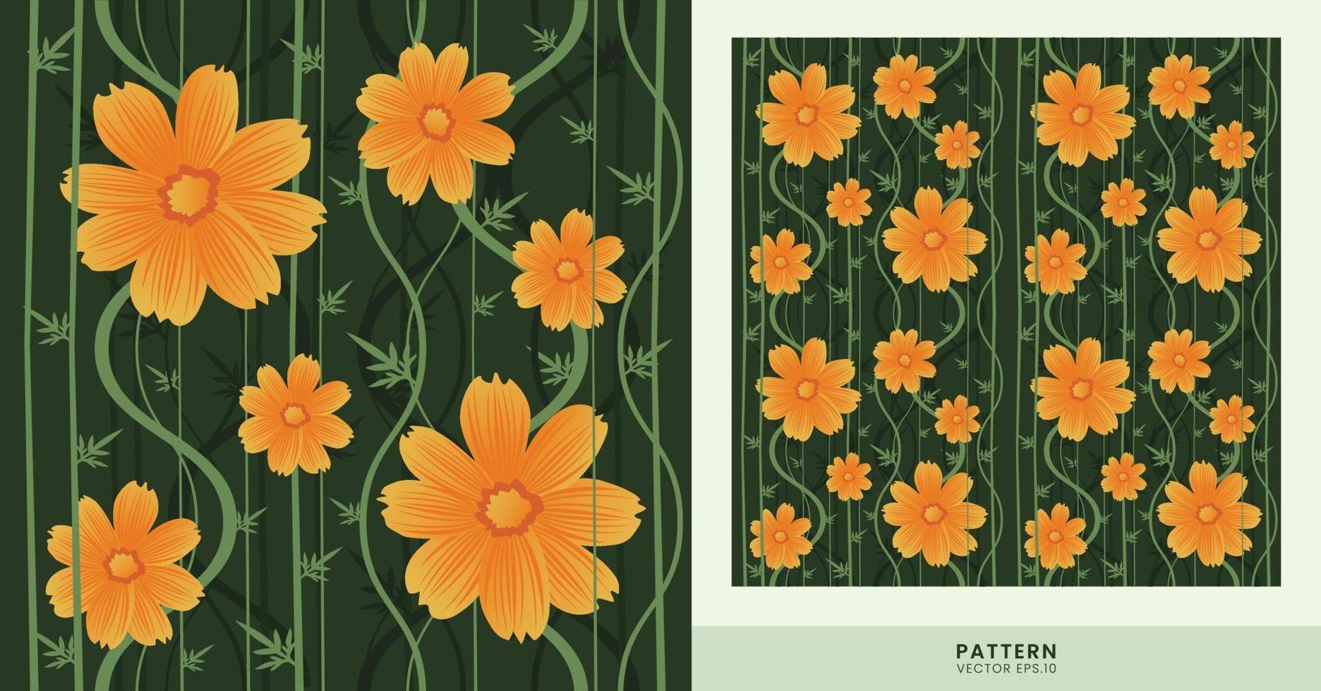 het rankpatroon met bloeiende gele bloemen is erg mooi, kan worden gebruikt voor kledingpatronen, achtergronden en andere ontwerpbehoeften. vector
