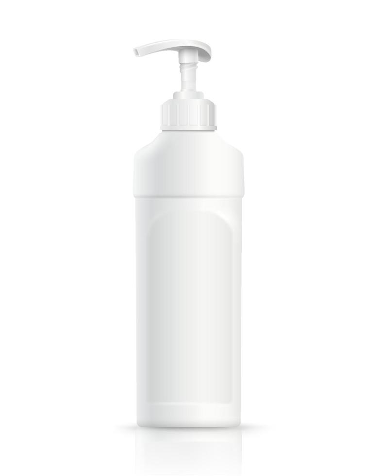 witte vierkante plastic fles met pomp voor gel, lotion, crème badschuim cosmetisch voor schoonheid of gezond product.isolated op een witte achtergrond. vector