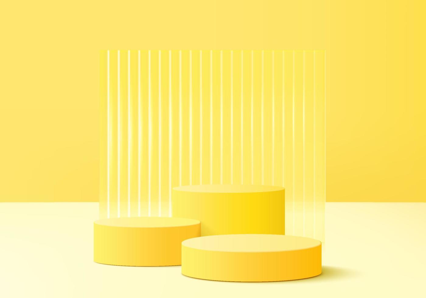 3D-productdisplay-achtergrondplatform met geel licht modern. achtergrond vector 3D-rendering palmbladeren podium platform. stand show cosmetisch product. podium showcase op sokkel moderne lichte studio