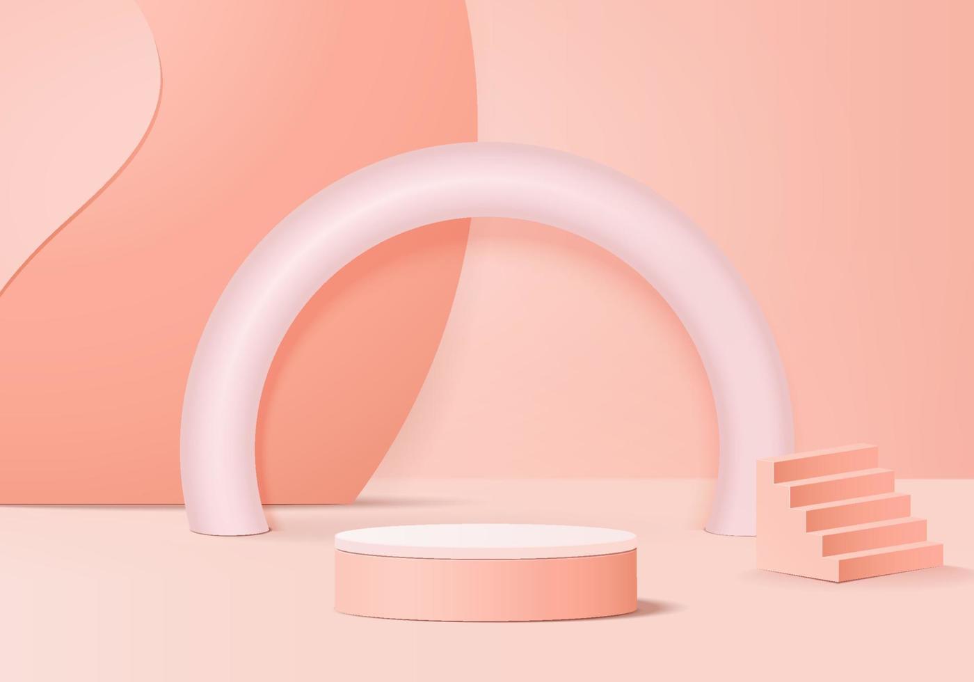 3d abstracte minimale scène van het vertoningsproduct met geometrisch podiumplatform. cilinder achtergrond vector 3D-rendering met podium. staan voor cosmetische producten. etappe showcase op sokkel 3d roze studio