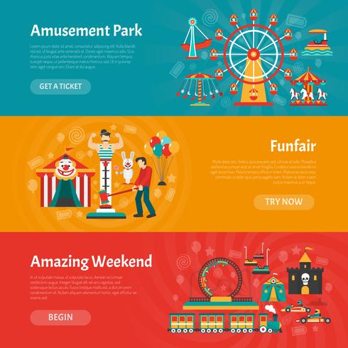 funfair banner set vector