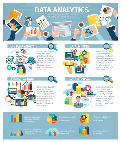 Gegevensanalyse Infographic elementen vlakke Poster vector