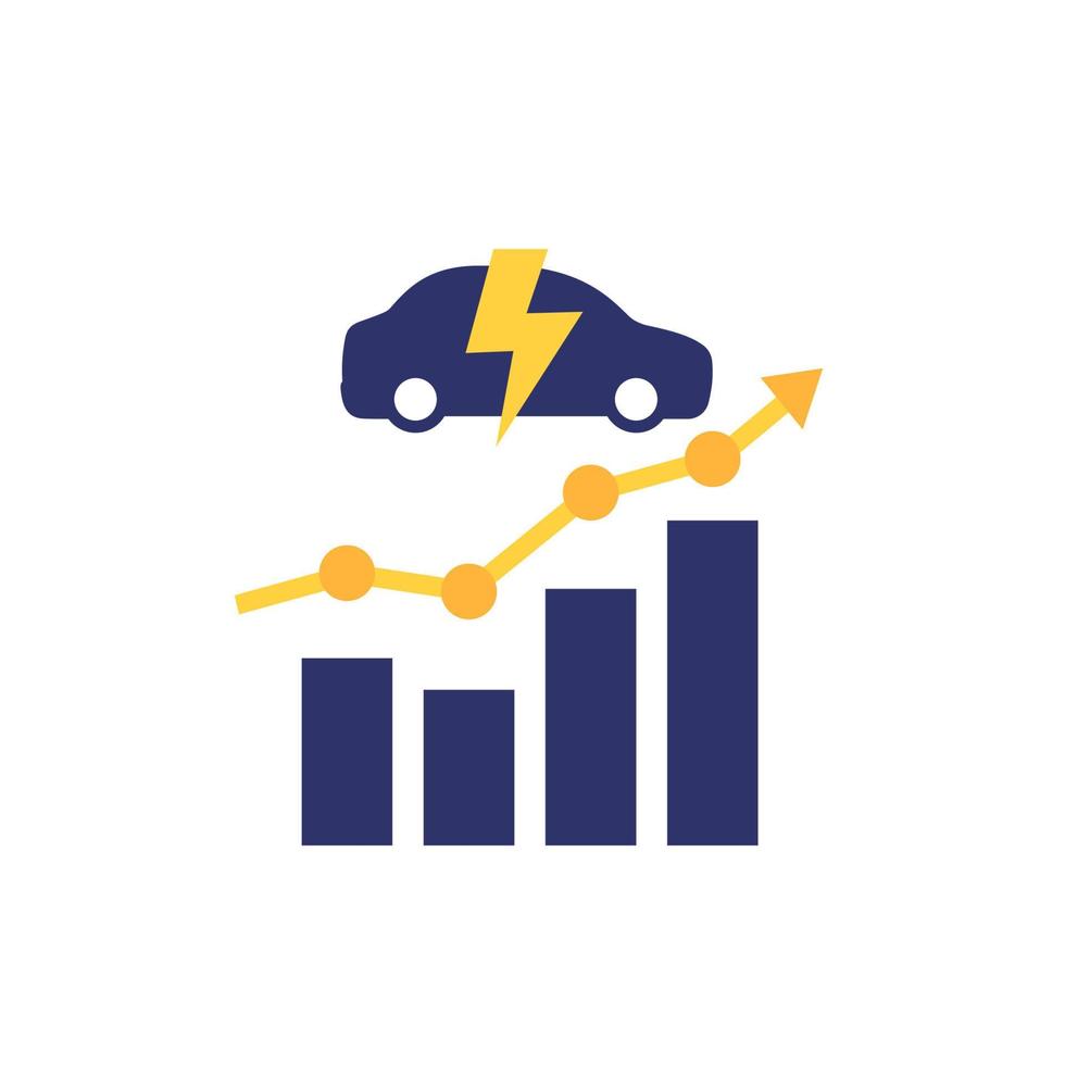 elektrische auto, ev groeiende markt icoon, vector