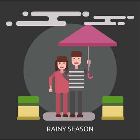 Regenachtige seizoen conceptuele afbeelding ontwerp vector