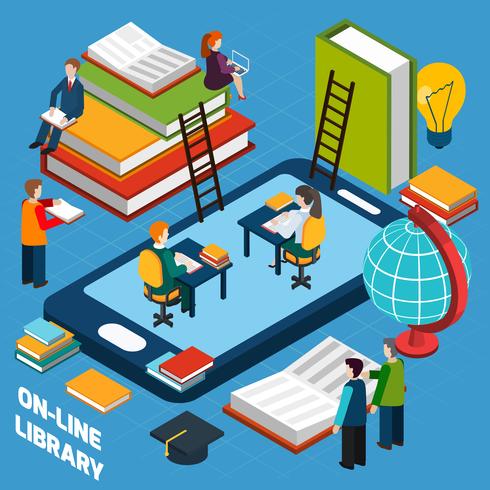 Online bibliotheek isometrisch concept vector