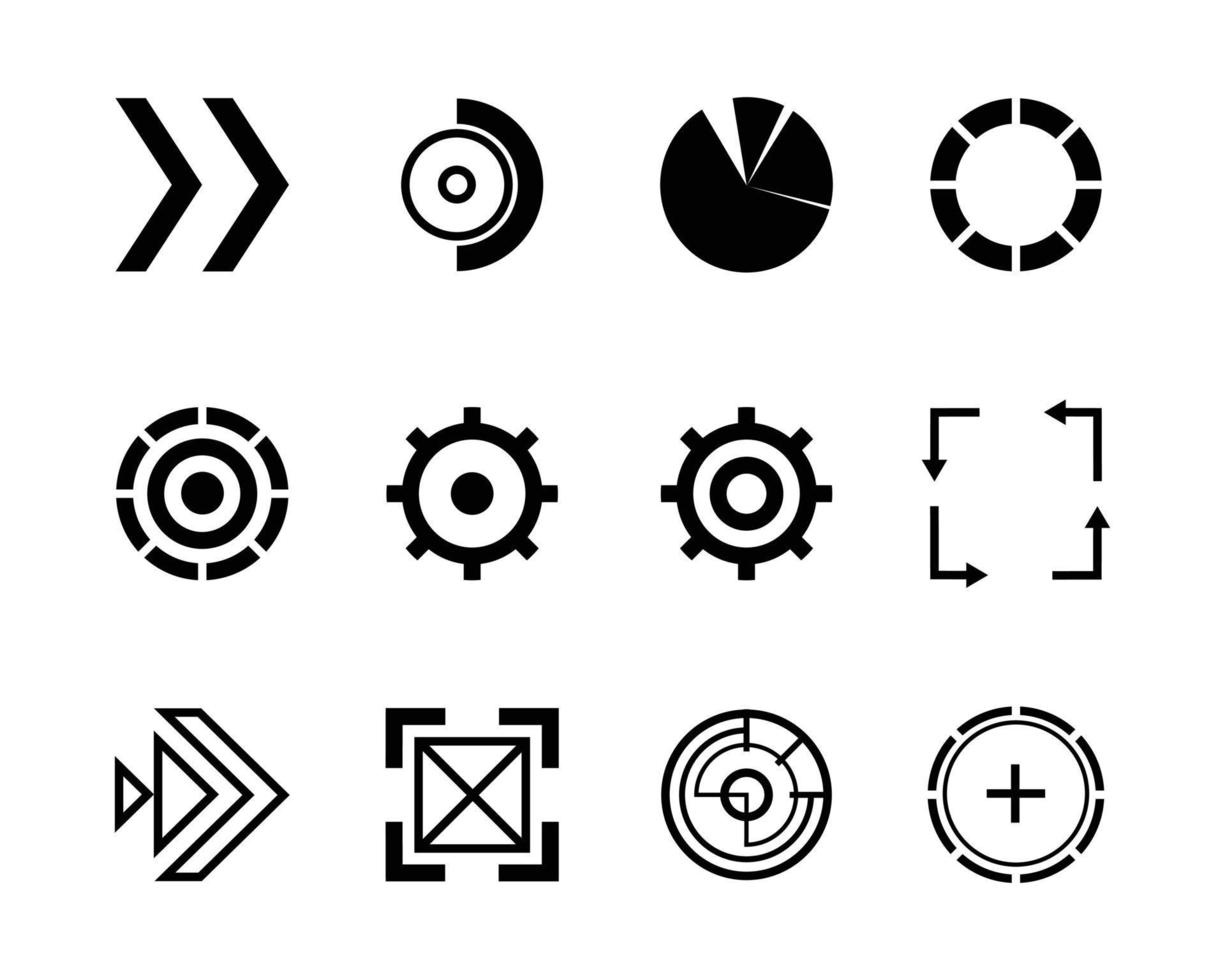 set van abstracte pictogrammen in verschillende vormen voor website en mobiele app-interface. veelgebruikt element voor ui ex-ontwerp en elk ander gebruik. vector