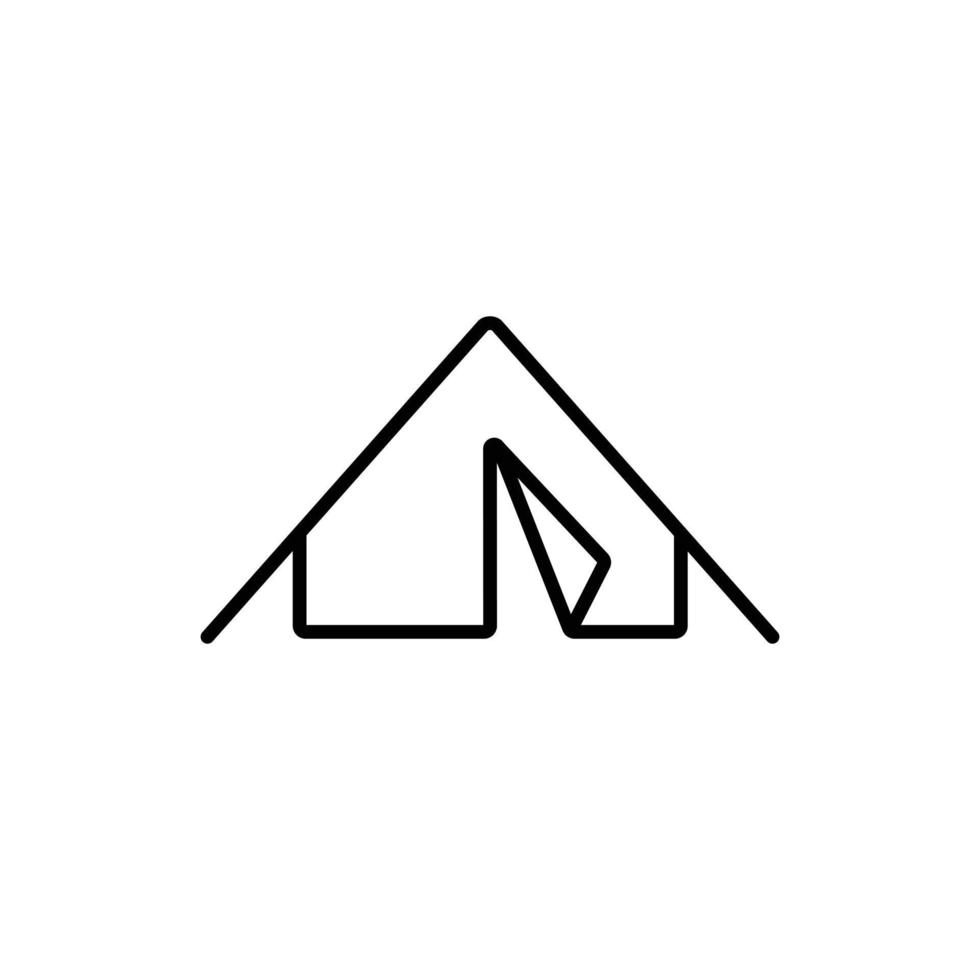 tent. een verzameling bewerkbare pictogrammen met betrekking tot buitenactiviteiten, wandelen, kamperen, enz. eenvoudige en minimalistische illustratie voor een logo op ui ux-toepassing van recreatie- en reisdiensten. vector