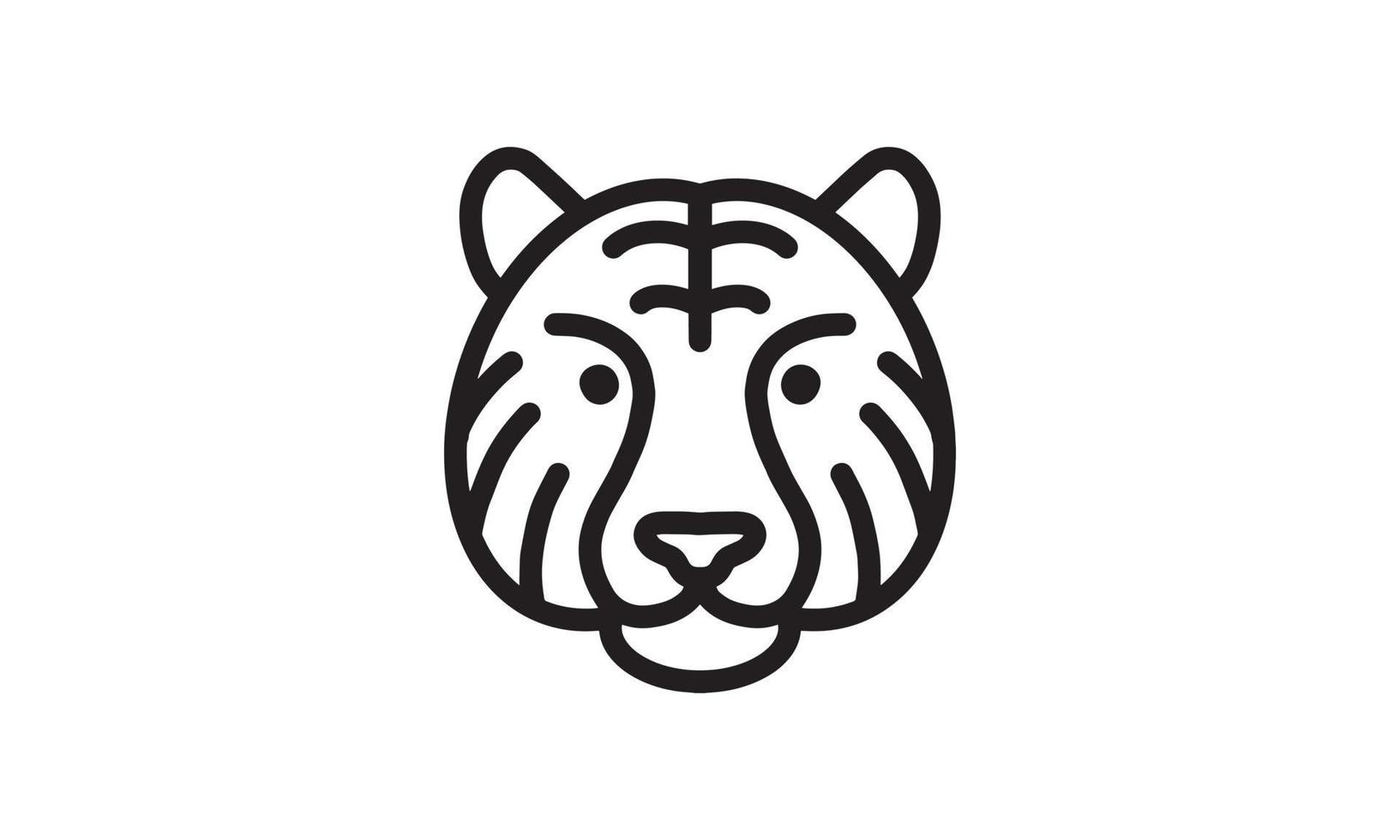 tijger vector lijn pictogram, dierenkop vector lijntekeningen, geïsoleerde dieren illustratie voor logo desain