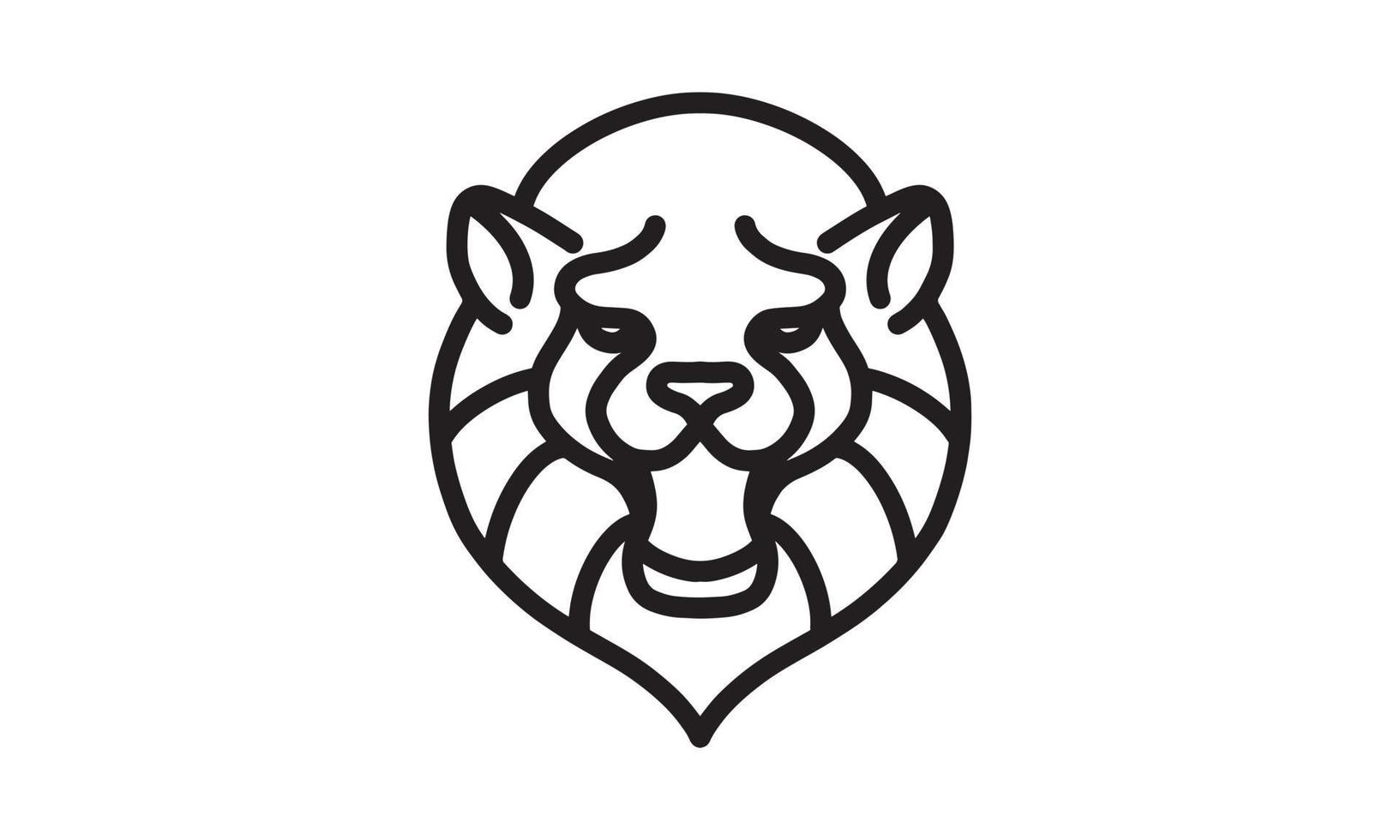 leeuw vector lijn pictogram, dierenkop vector lijntekeningen, geïsoleerde dieren illustratie voor logo desain