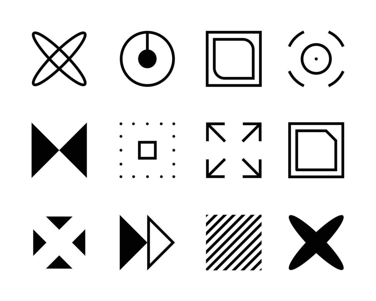 set van abstracte pictogrammen in verschillende vormen voor website en mobiele app-interface. veelgebruikt element voor ui ex-ontwerp en elk ander gebruik. vector