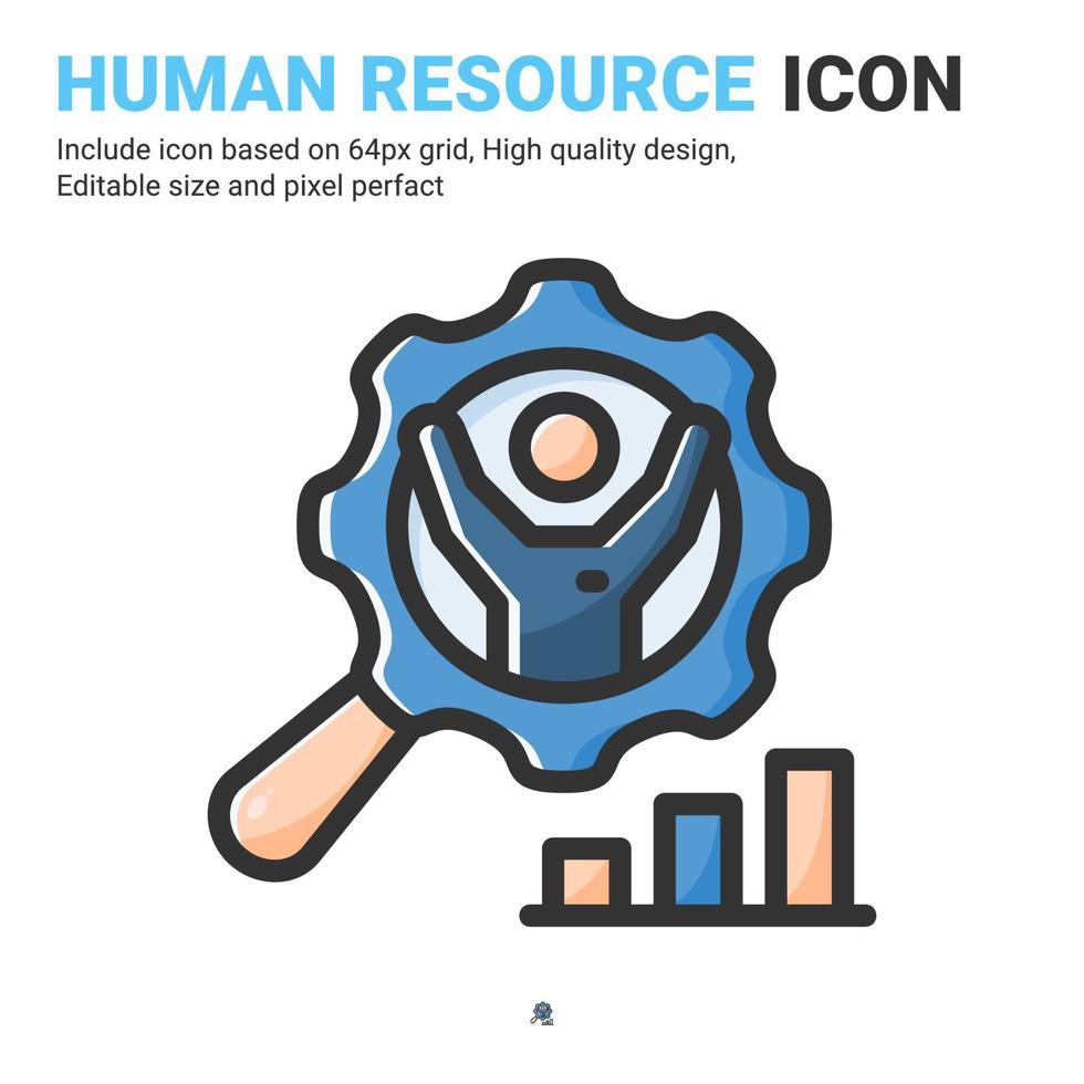 human resource pictogram vector met omtrek kleurstijl geïsoleerd op een witte achtergrond. vector illustratie werknemer teken symbool pictogram concept voor zaken, financiën, industrie, bedrijf, web, apps en project