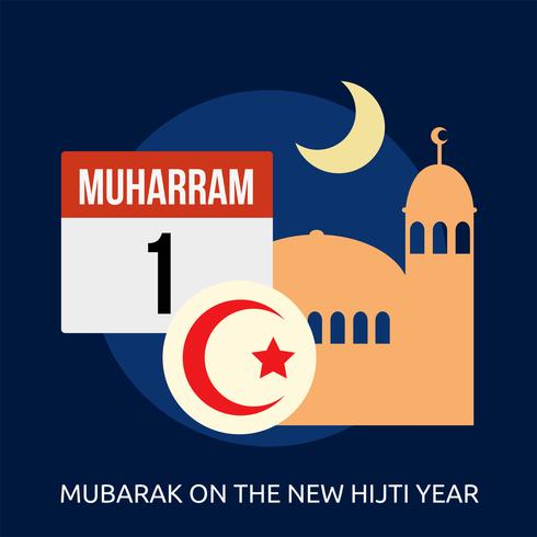 Mubarak op het conceptuele illustratieontwerp van de nieuwe Hijti-jaar vector