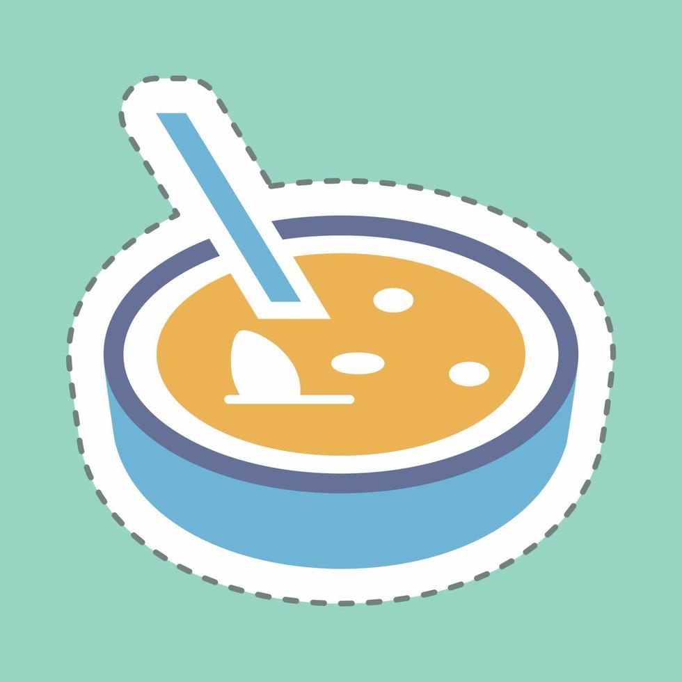 sticker crema catalana - lijnsnede - eenvoudige illustratie, bewerkbare lijn vector