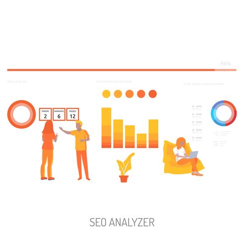 Seo Analyzer Conceptuele afbeelding ontwerp vector