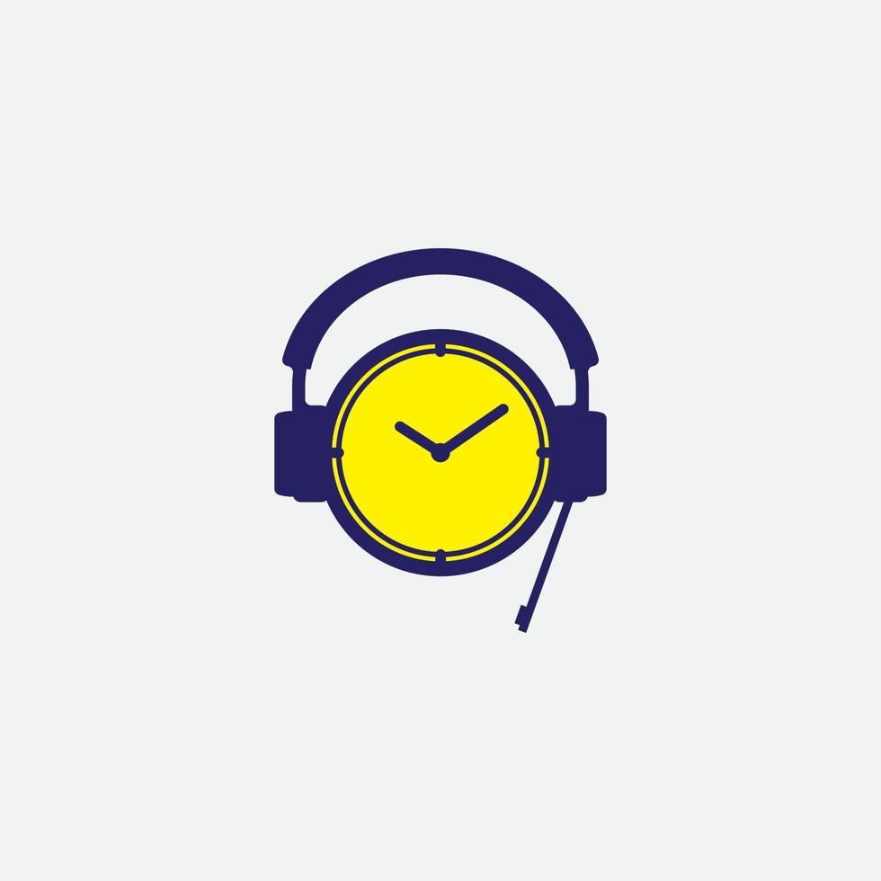 podcast tijd horloge en headset ontwerp vector