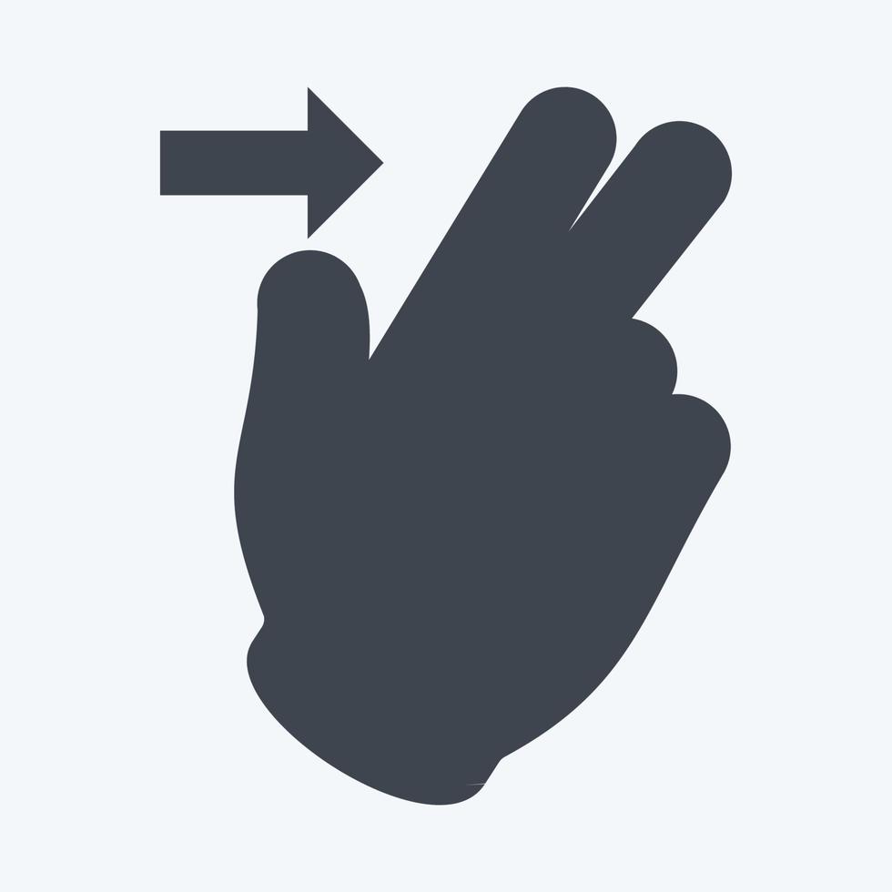 pictogram twee vingers rechts - glyph-stijl - eenvoudige illustratie, bewerkbare lijn vector