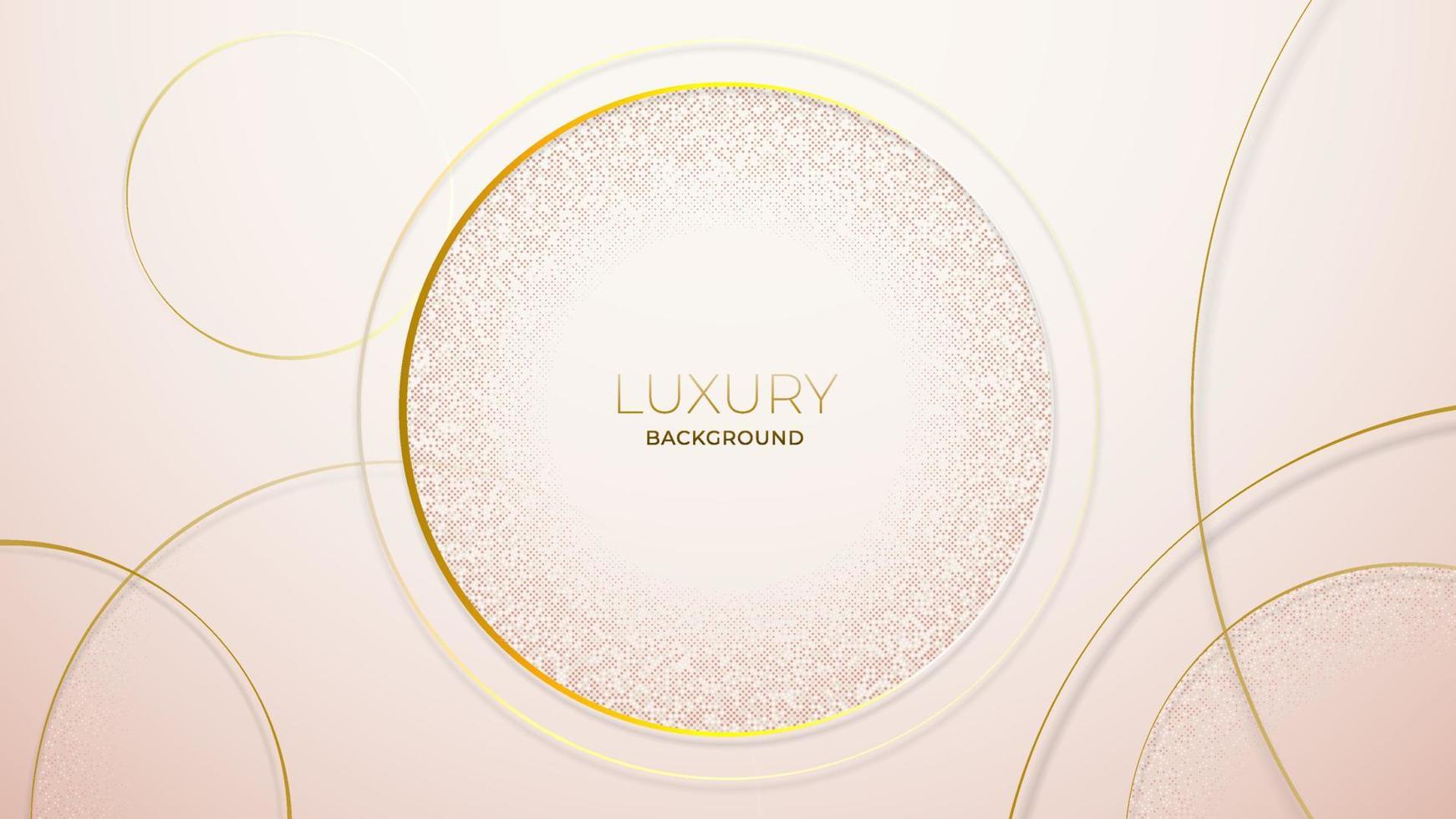 luxe abstracte gouden cirkels lijnen op roze roos achtergrond vector