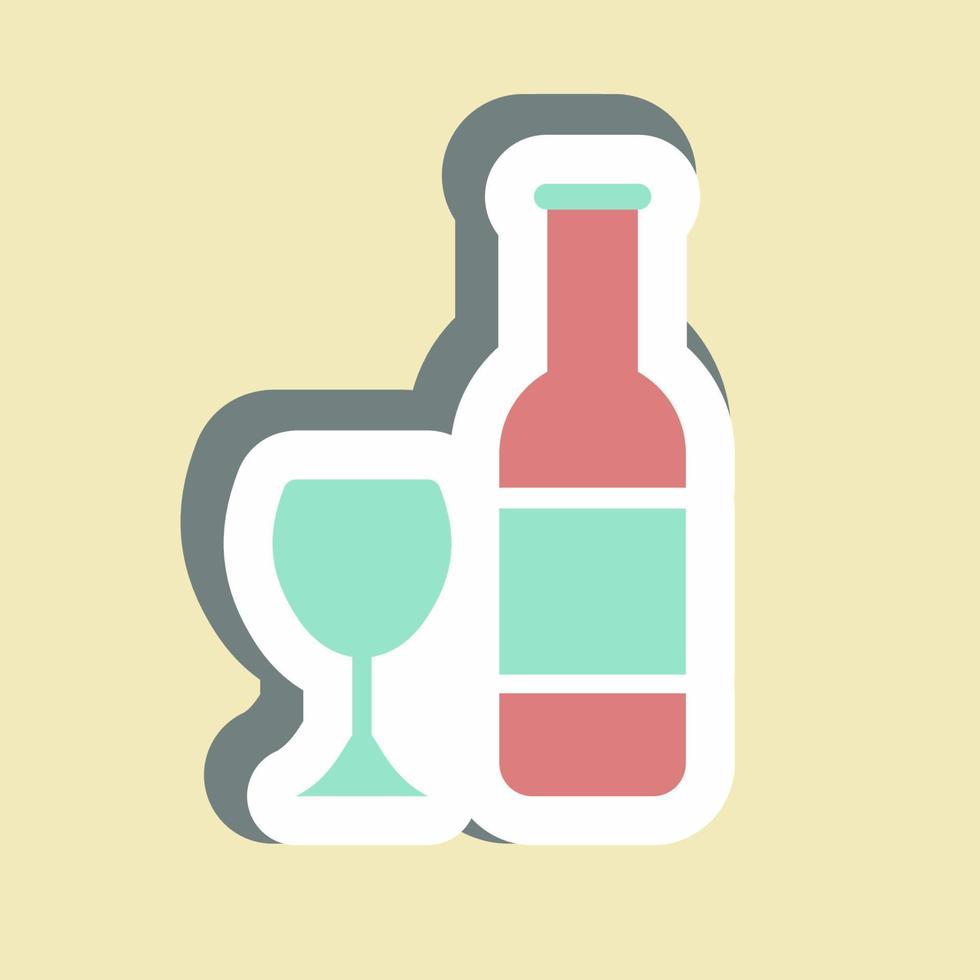 sticker champagne - eenvoudige illustratie, bewerkbare lijn vector