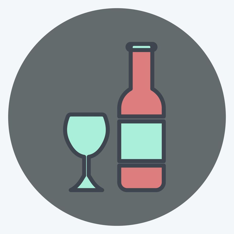 pictogram champagne - kleur partner stijl - eenvoudige illustratie, bewerkbare lijn vector