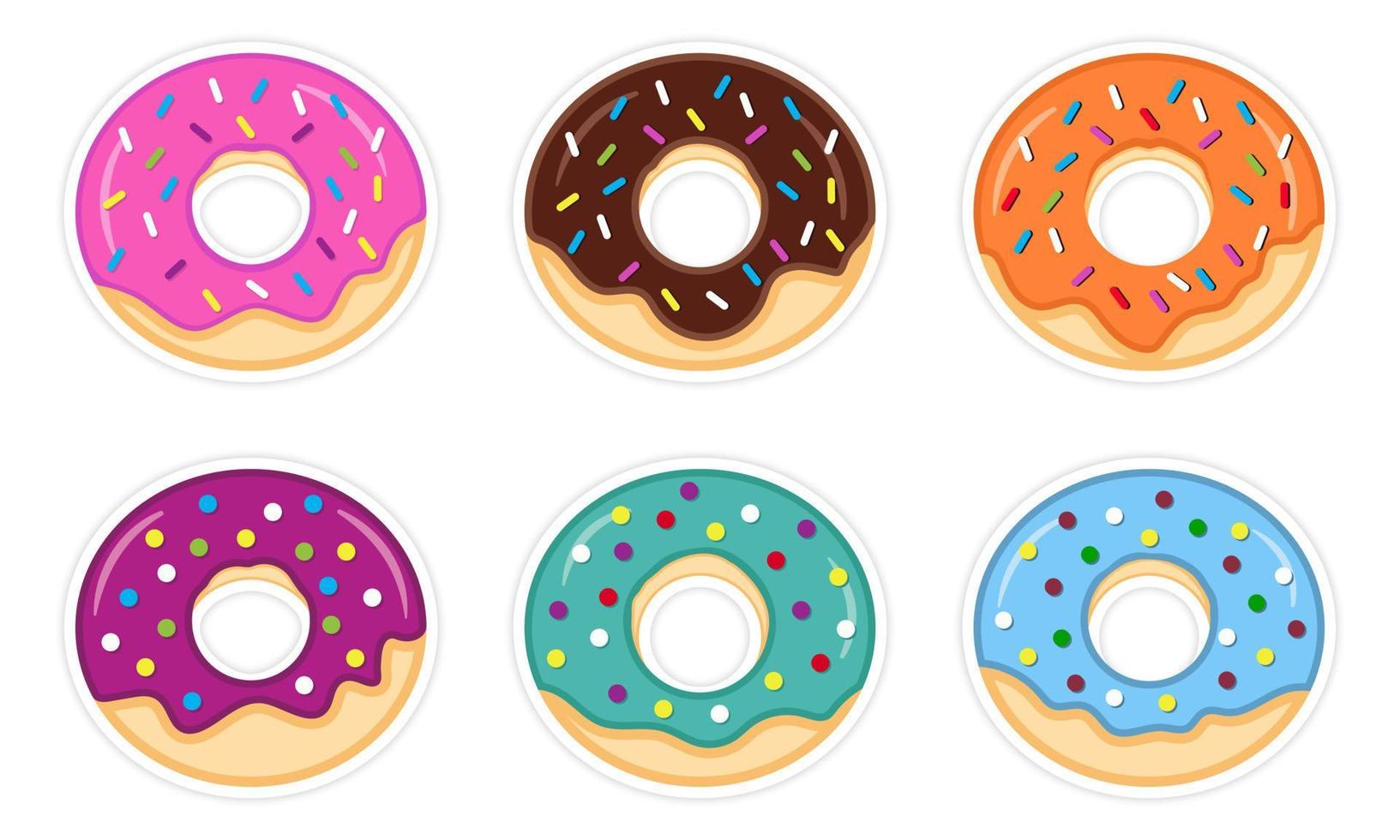 set van zoete kleurrijke donuts illustratie vector