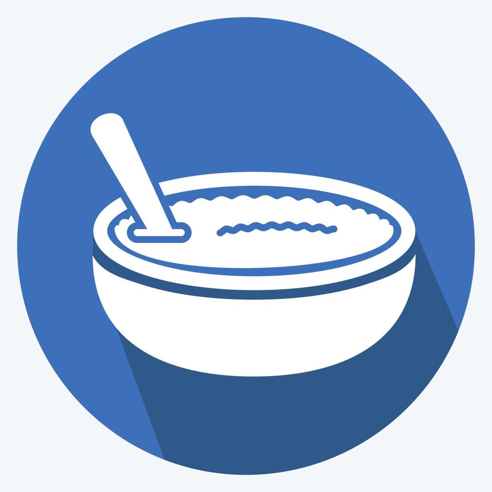 pictogram rijstpudding - lange schaduwstijl - eenvoudige illustratie, bewerkbare slag vector