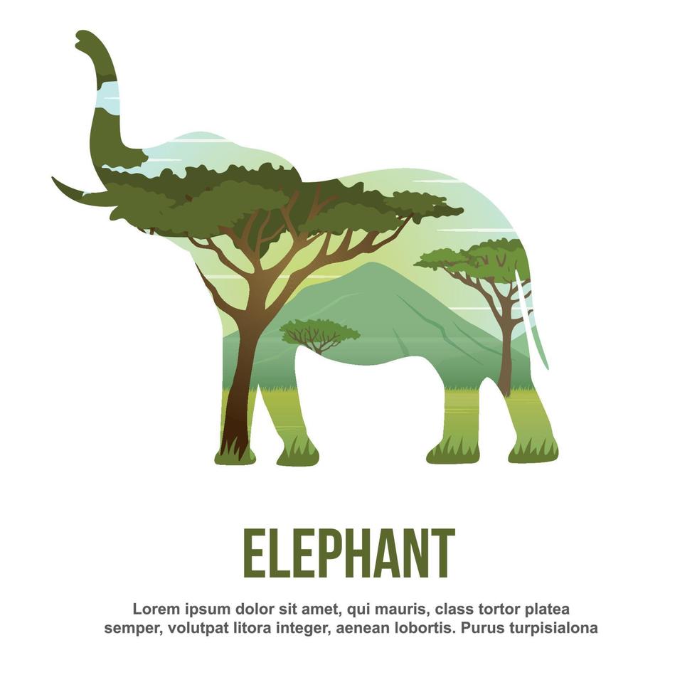 illustratie olifant dubbele belichting vector